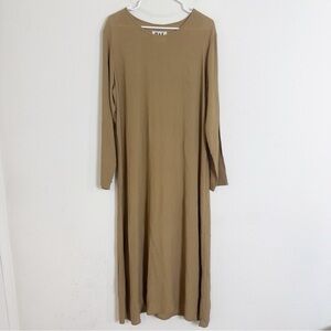 Flax beige long sleeve tan maxi gown dress